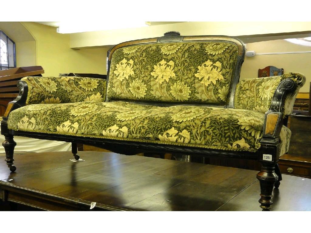 Appraisal: A late Victorian drawing room sofa with floral upholstered seat