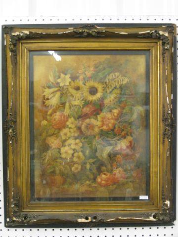 Appraisal: Victorian Watercolor Still Life with butterfly flowers image area x