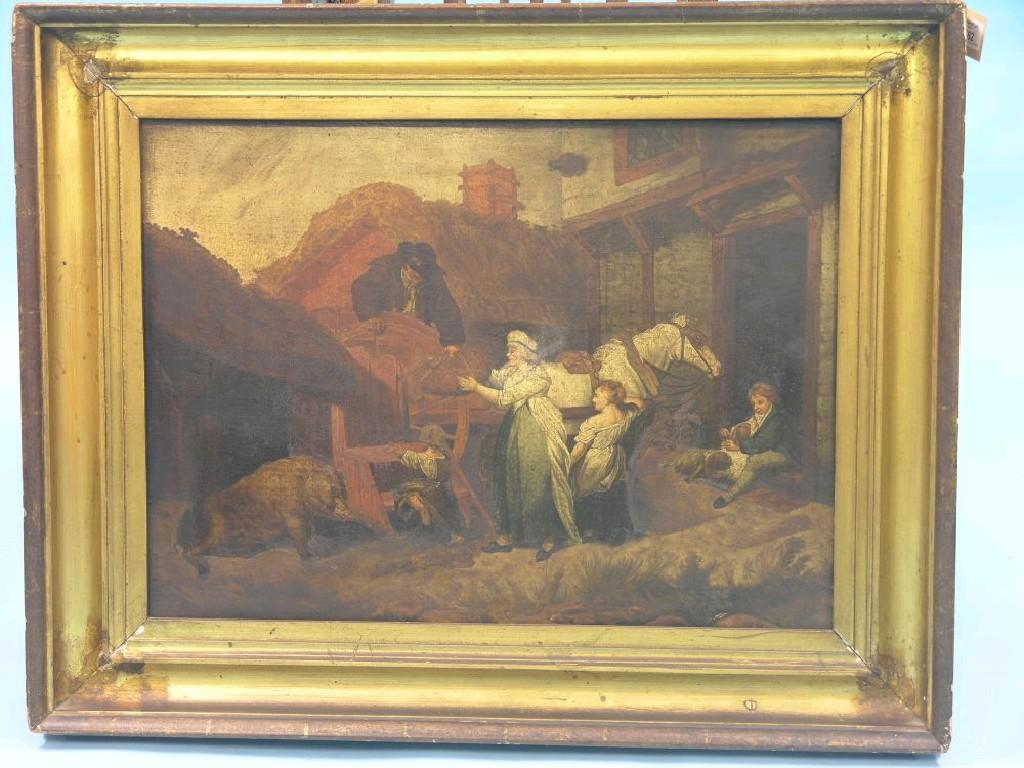 Appraisal: A pair of th century oils on canvas - farmhands