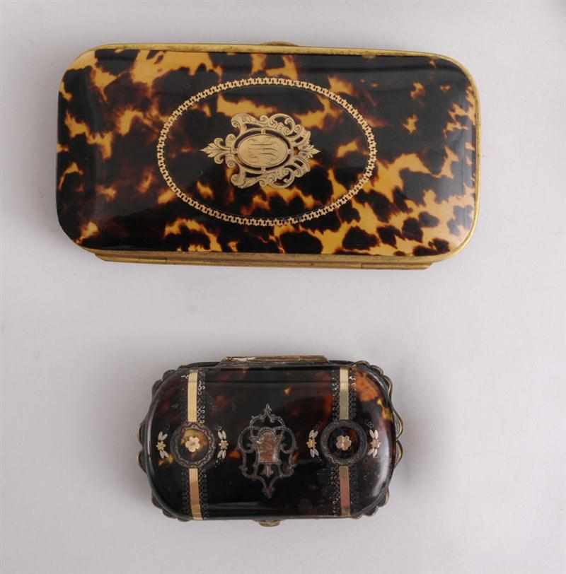 Appraisal: TWO TORTOISESHELL CASES With silk-lined interiors x in and x