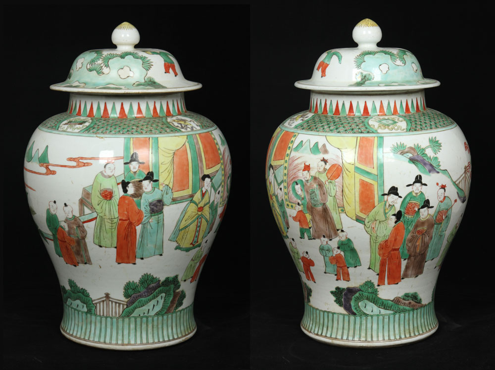 Appraisal: - Pr Chinese th C Famille Rose Jars Pair of