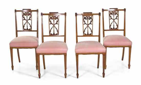 Appraisal: A Set of Four Italian Neoclassical Side Chairs each having