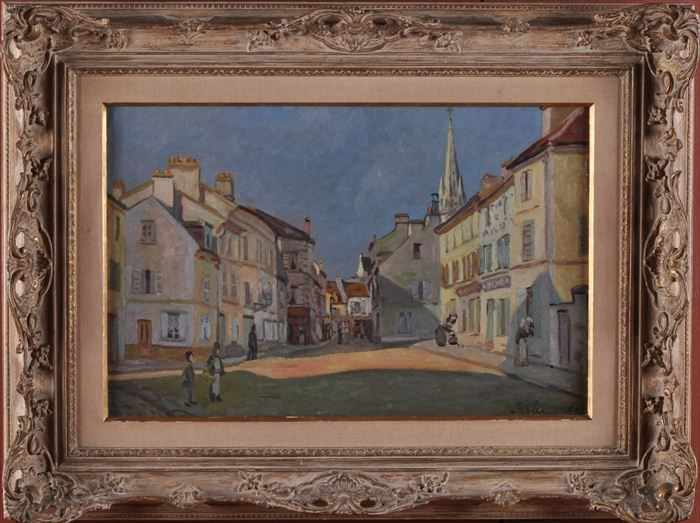 Appraisal: EUROPEAN SCHOOL STREET SCENE Oil on canvas x in bearing