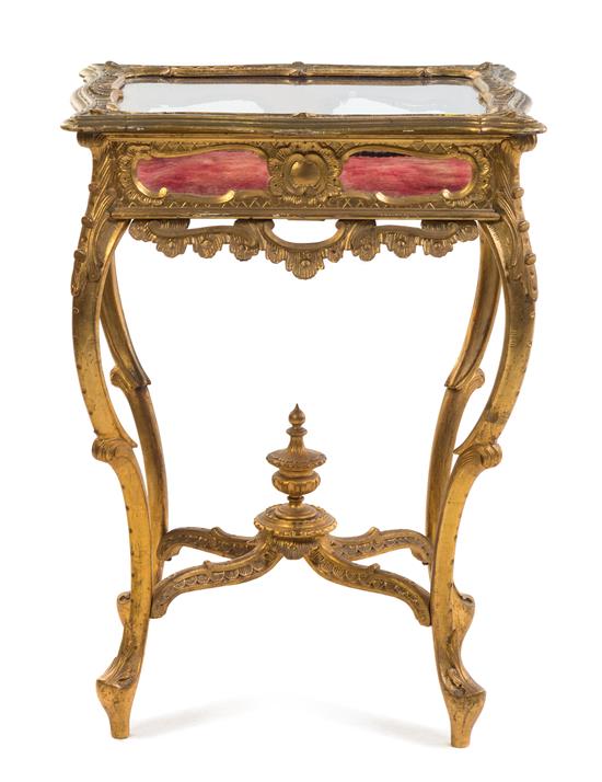 Appraisal: Sale Lot A Rococo Style Giltwood Vitrine Table late th