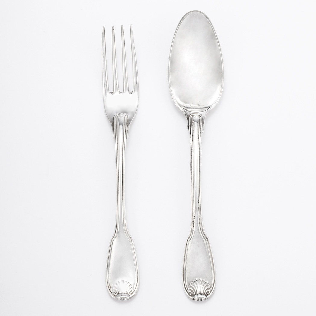 Appraisal: English Silver Partial Flatware Service Marks rubbed th th century