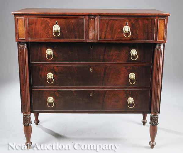 Appraisal: An American Classical Mahogany Gentleman's Chest two drawers over three