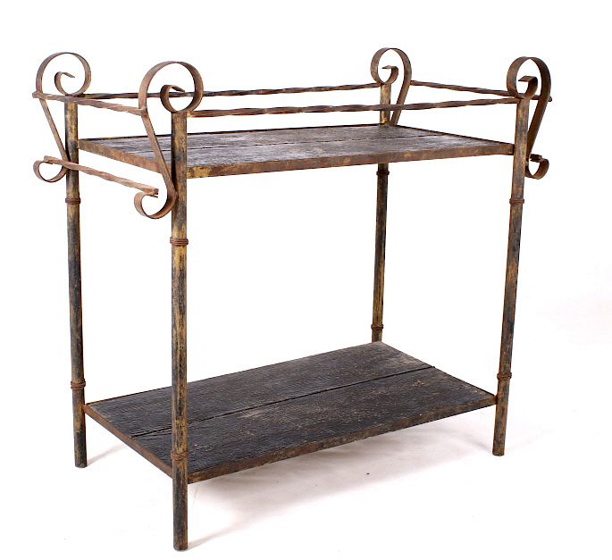 Appraisal: Rustic Wrought Iron Dry Bar Serving Table Included in this