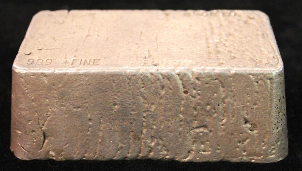 Appraisal: RECTANGULAR BLOCK OF SILVER BULLION stamped FINE T O the