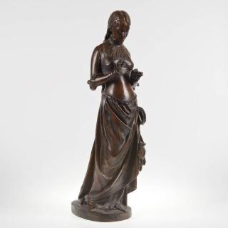 Appraisal: After Pierre Marie Oge Standing woman with long braids bronze