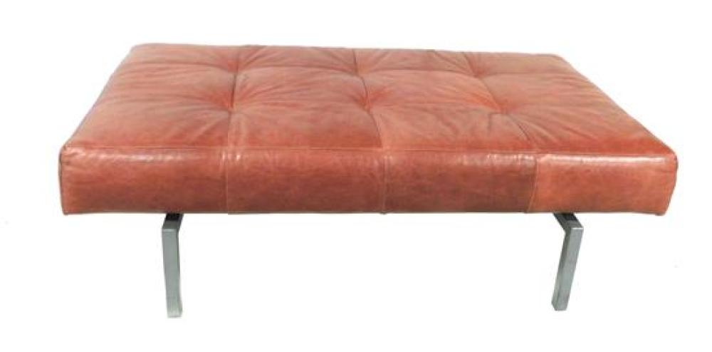 Appraisal: Contemporary leather ottoman by Michael Weiss Van Gaurd furniture Modernism