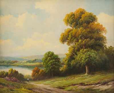 Appraisal: Augustus Spencer United Kingdom - Landscape with lake Oil on