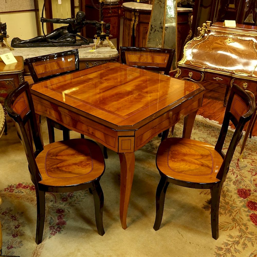 Appraisal: Game Table Chairs Vintage Italian Laquered Game Table With Four