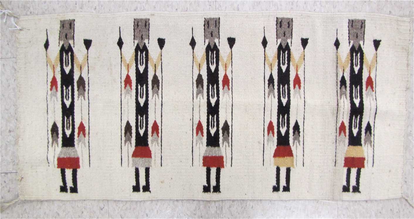 Appraisal: SOUTHWEST NATIVE AMERICAN NAVAJO YEI WEAVING having five female yei