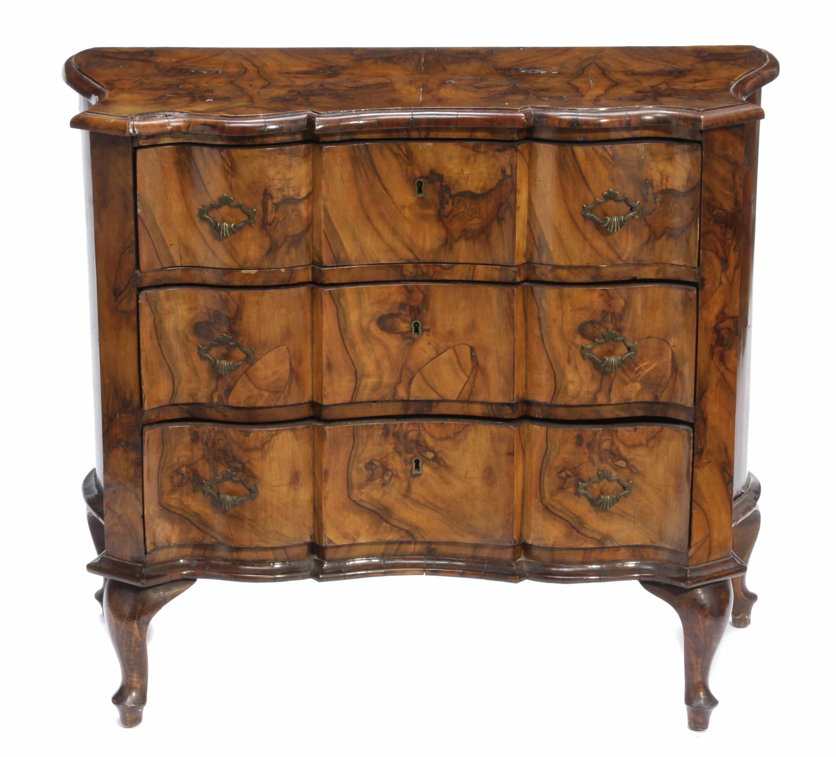 Appraisal: An Italian Rococo style walnut chest height in width in