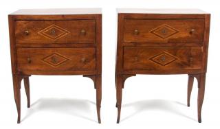 Appraisal: A Pair of English Inlaid Side Tables Height x width