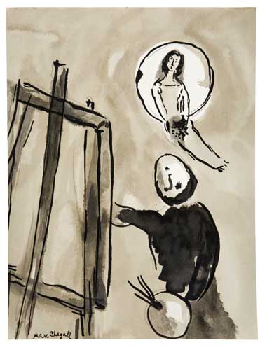 Appraisal: MARC CHAGALL Le Peintre et son Mod le Brush and