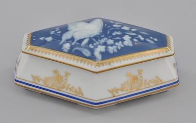 Appraisal: A Limoges Pate sur Pate Trinket Box With an elongated