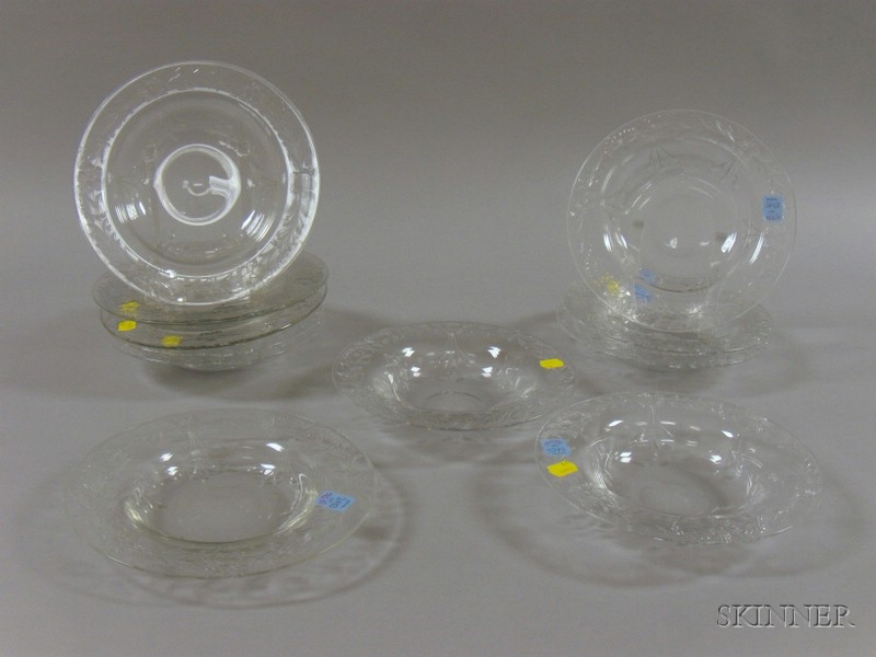 Appraisal: Set of Twelve Colorless Wheel-cut Glass Soup Bowls with polished