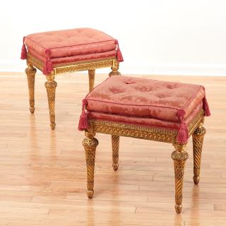 Appraisal: Fine pair Louis XVI giltwood tabourets Fine pair Louis XVI