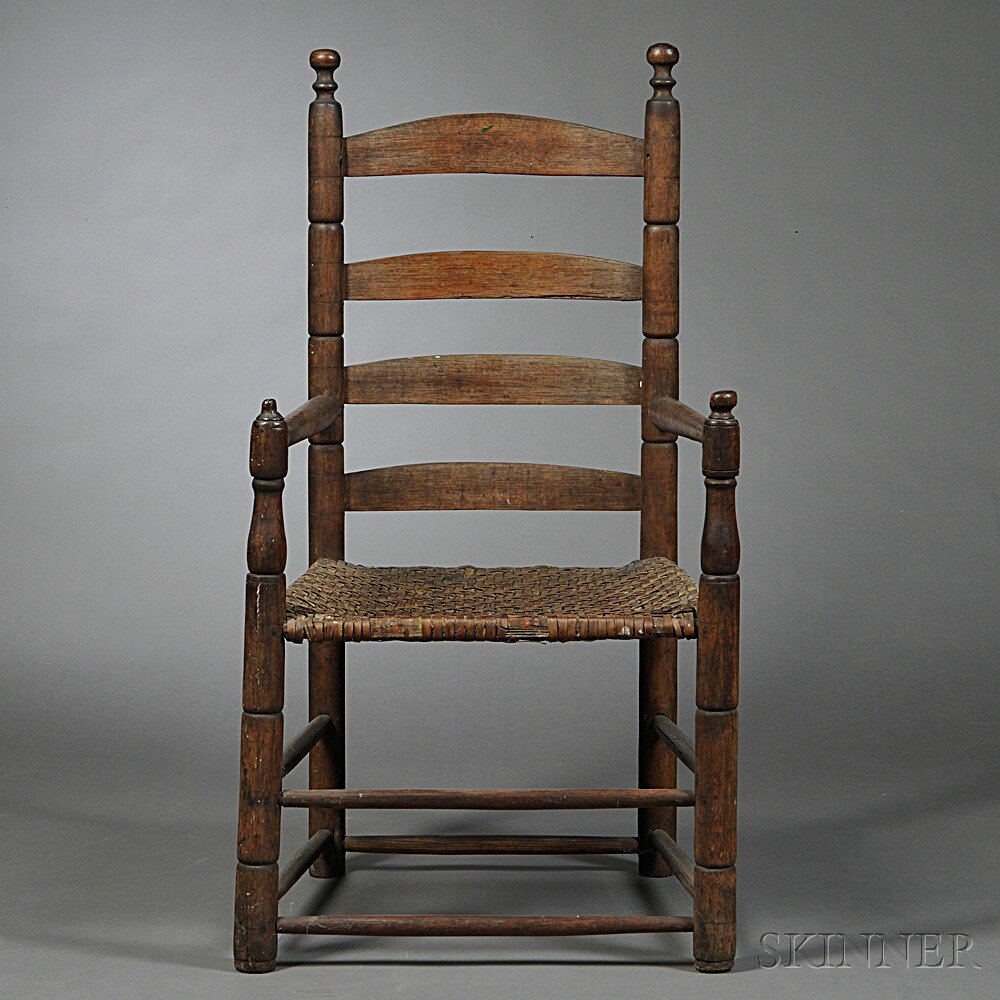 Appraisal: Turned Slat-back Armchair New England early th century with four