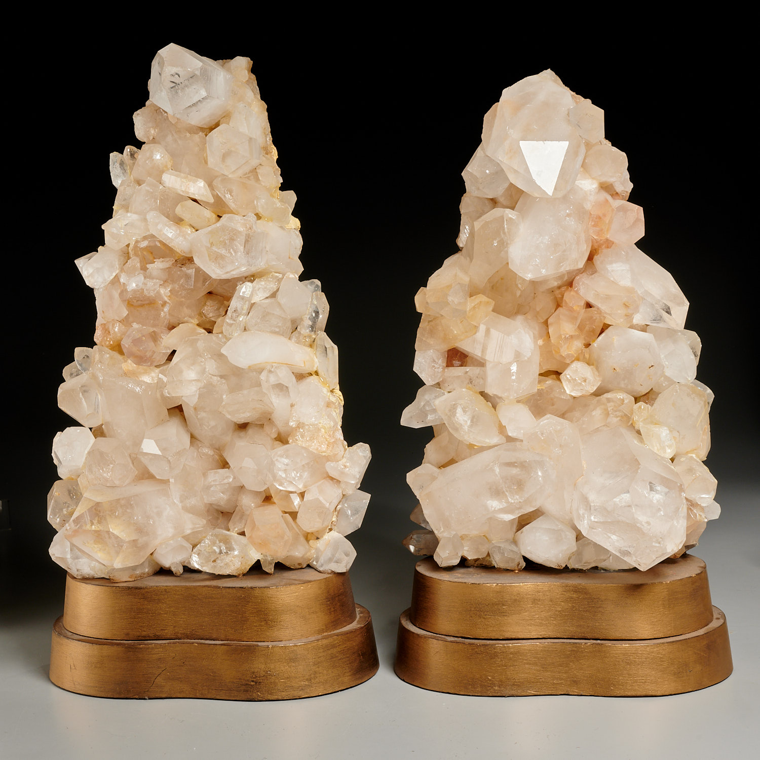 Appraisal: PAIR CAROLE STUPELL ATTRIB SPECIMEN LAMP BASES c American quartz