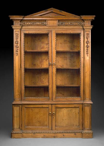 Appraisal: A George III style pine cabinet The upper case with