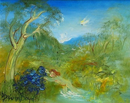 Appraisal: David Boyd born Nymph and Cockatoo oil on board signed