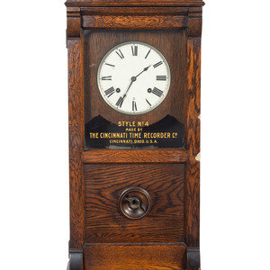 Appraisal: A Cincinnati Time Recorder Clock Early th Century style no