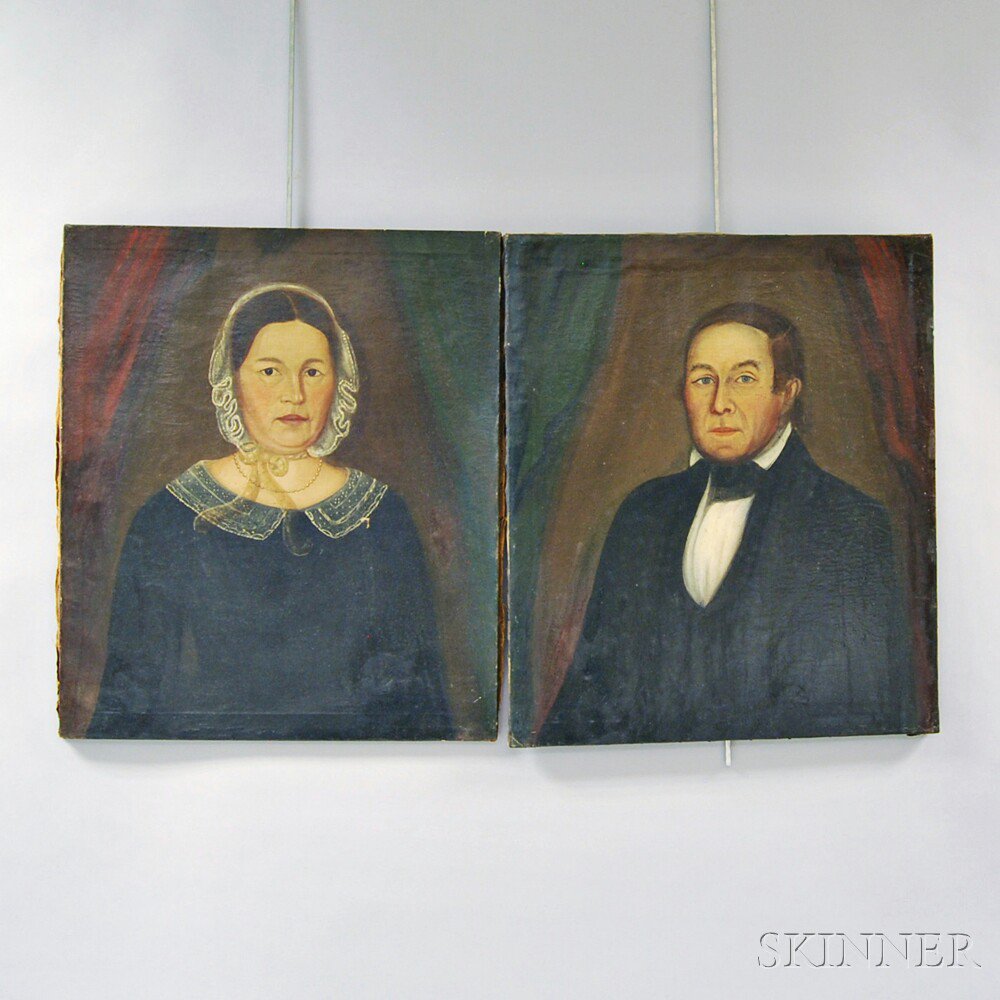 Appraisal: Thomas Wilder American - Pair of Portraits Jonathan and Hannah