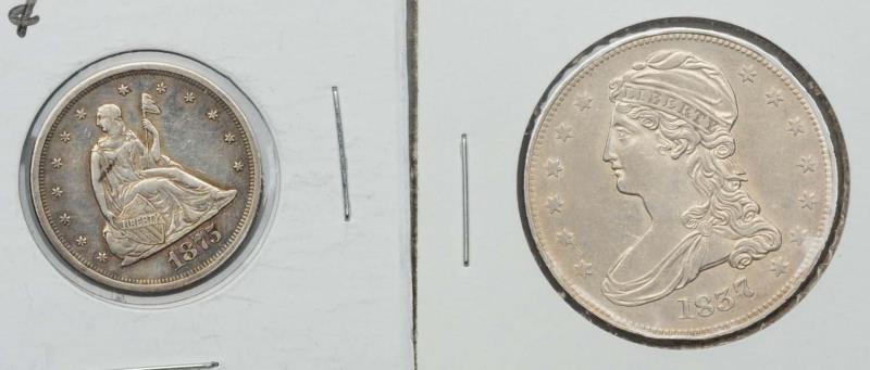 Appraisal: capped half dollar AU and a S seated Liberty cent