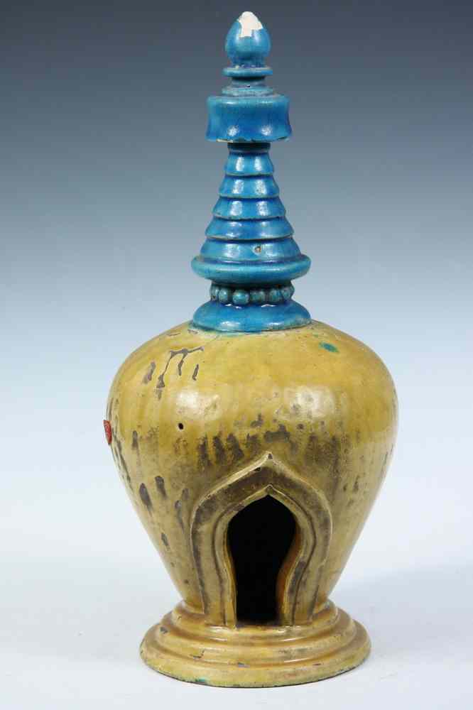 Appraisal: TIBETAN BIRDHOUSE - Glazed Terra Cotta Tibetan Birdhouse in form