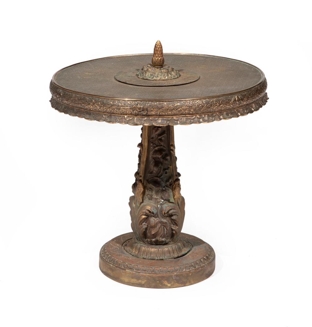 Appraisal: Bronze Occasional Table comprised of assembled Asian and Continental components