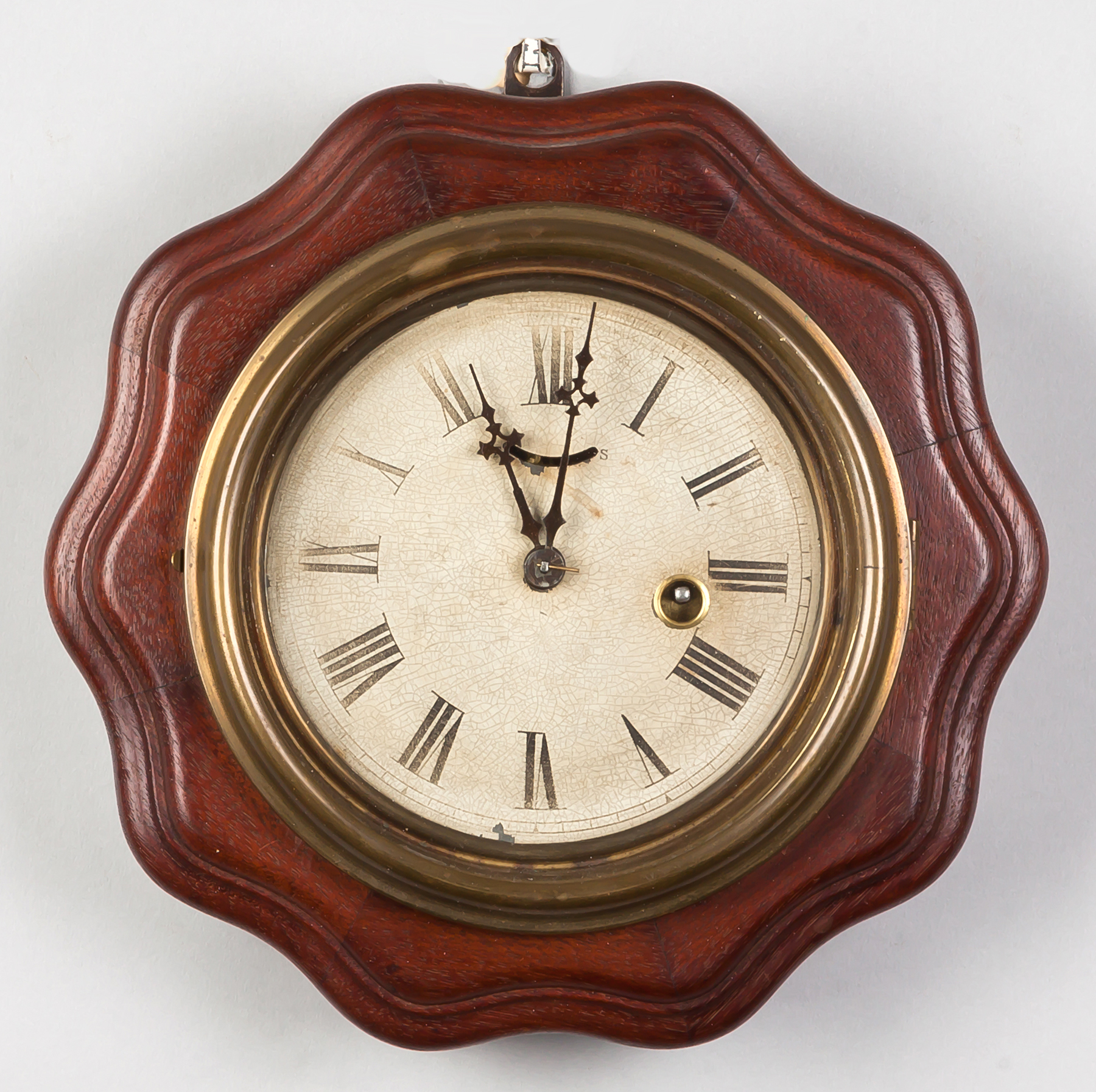 Appraisal: Ingraham Gallery Clock Mahogany starburst case Original painted metal dial