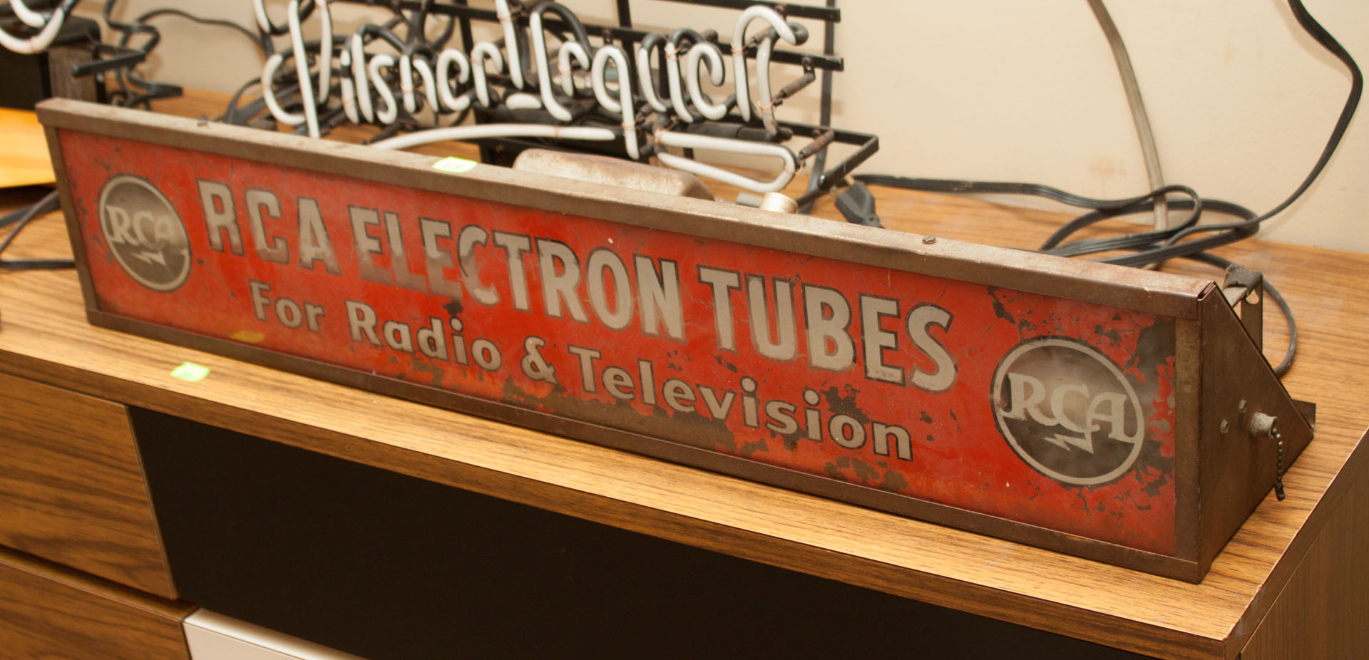 Appraisal: Two light-up advertising signs deForest radio tubes reproduction and RCA