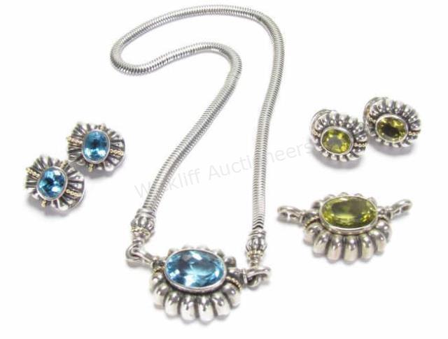 Appraisal: A Lagos interchangeable enhancer and earrings suite with sterling silver