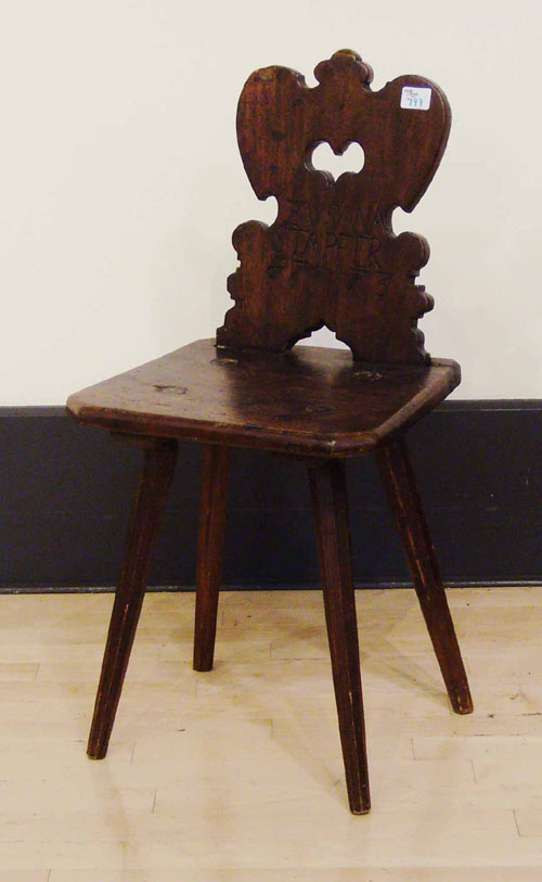 Appraisal: Moravian side chair with carved back VSANA STAPFER h