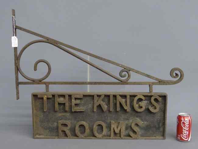 Appraisal: Early th c Cape Cod trade sign ''Kings Rooms'' double