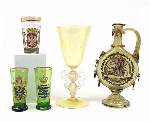 Appraisal: A group of glassware comprising a Venetian goblet three German