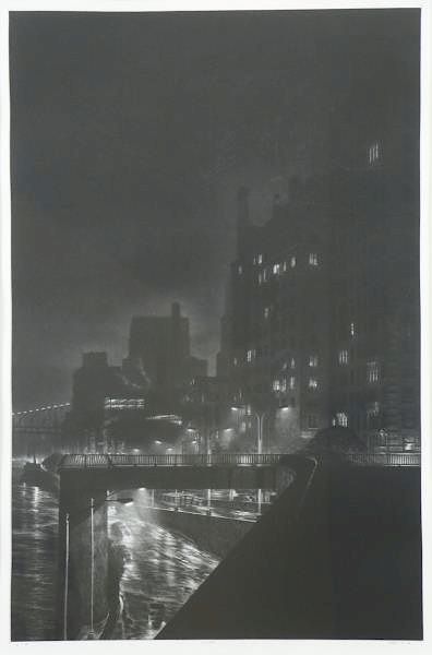 Appraisal: MCPHERSON Craig Mezzotint FDR Drive Signed and dated lower right