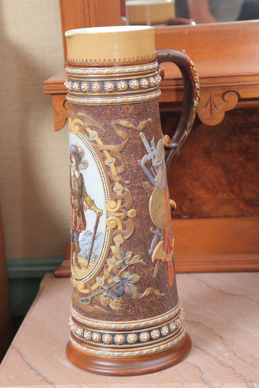 Appraisal: METTLACH EWER Large ewer with an etched portrait of a