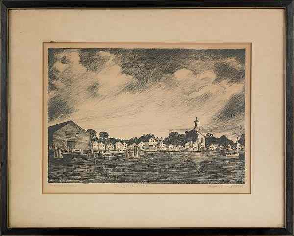 Appraisal: Joseph Patterson Sims American b seven lithographs depicting coastal scenes