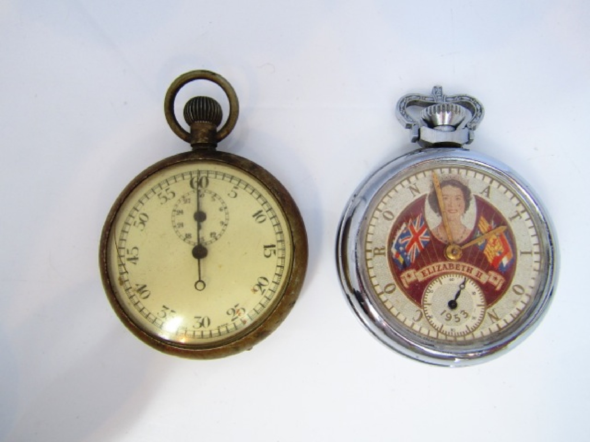 Appraisal: An Elizabeth II Coronation commemorative pocket watch and a metal