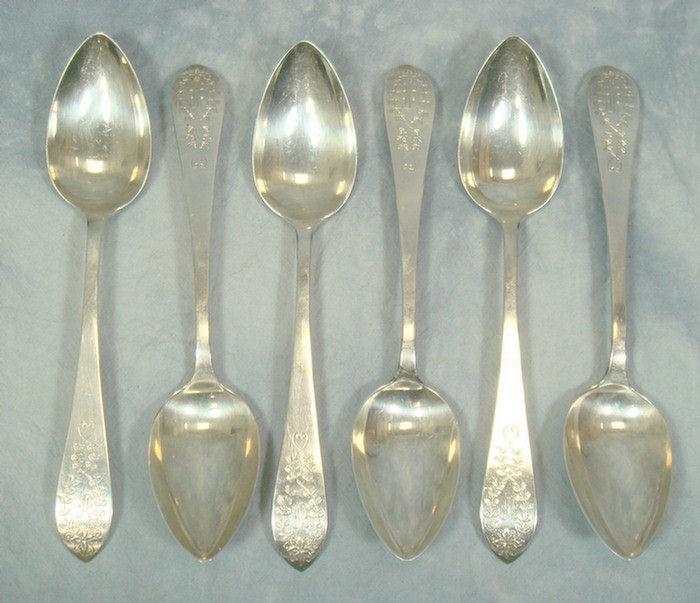 Appraisal: engraved Dominick Haff sterling silver serving spoons mono l TO