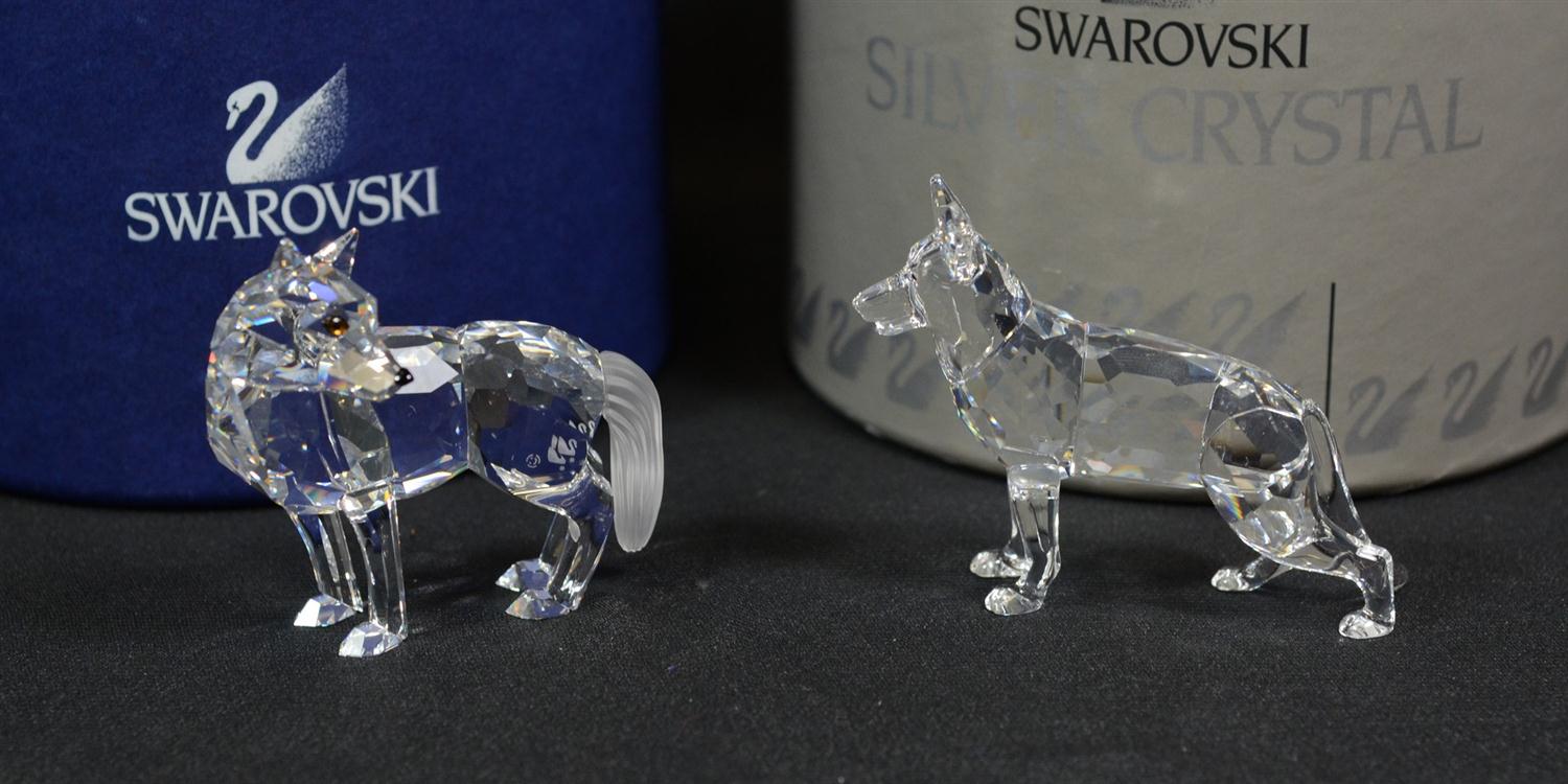 Appraisal: Swarovski lead crystal items including wolf and german shepherd