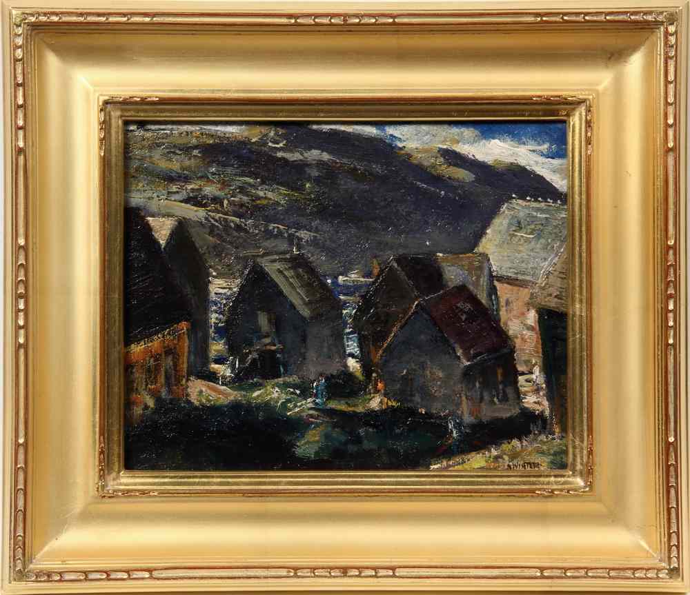 Appraisal: OOB - 'Houses Monhegan' by Andrew George Winter NY ME