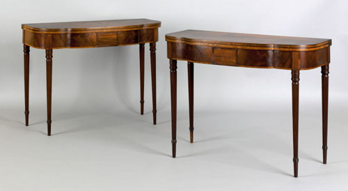 Appraisal: Pair of New York Federal mahogany card tables ca each