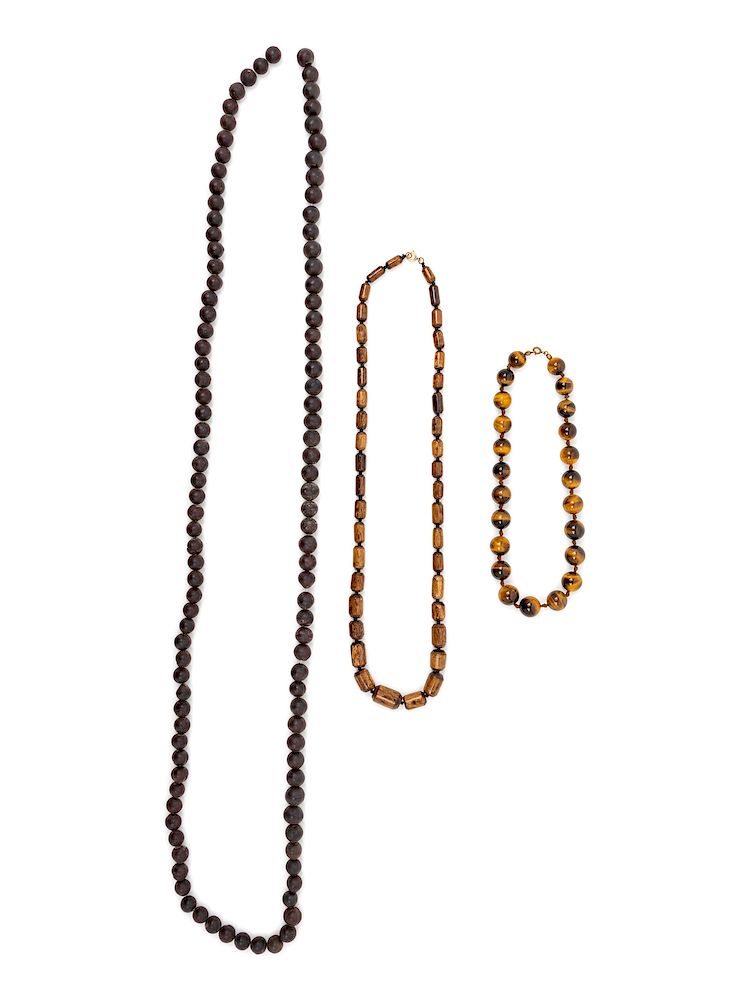 Appraisal: Three Strands of Chinese Beaded Necklaces Longest overall length in