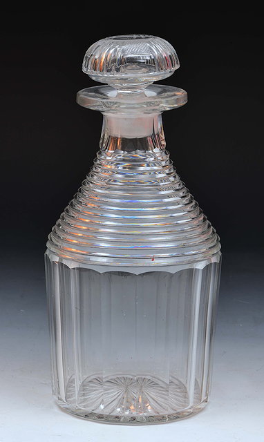 Appraisal: Regency glass decanterof fluted form cm