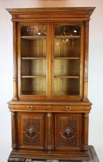 Appraisal: French Renaissance bookcase buffet in walnut French th century Renaissance