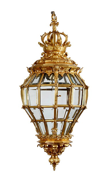 Appraisal: A LOUIS XV STYLE GILT METAL HANGING LANTERN with a